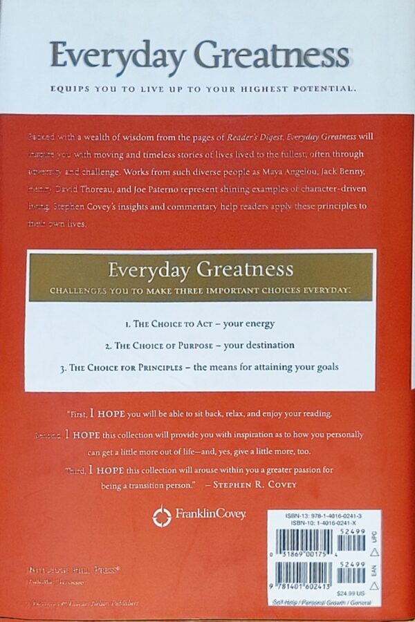 Everyday Greatness: Inspiration for a Meaningful Life - Stephen Covey (hardcover) - Image 2